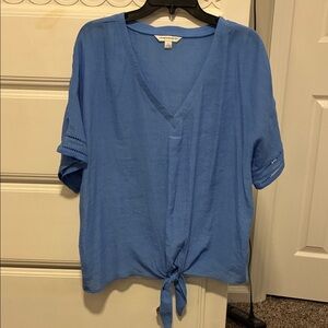 Counterparts Sky Blue Tie-Front Blouse- Size Large